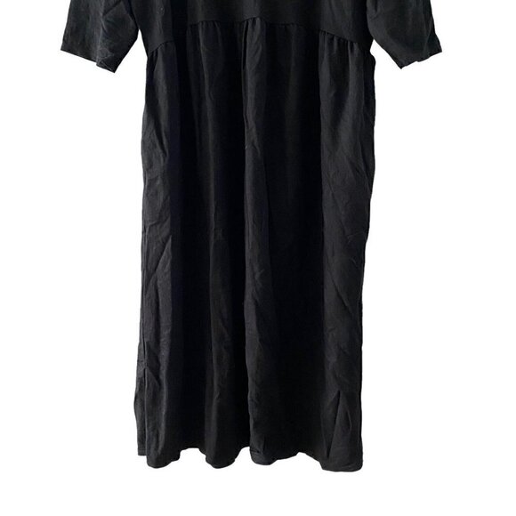 Roolee Black Empire Waist Midi Dress Black Knit Comfy Peasant Boho Size Small - Picture 3 of 8